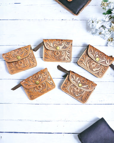 TOOLED LEATHER COIN POUCH
