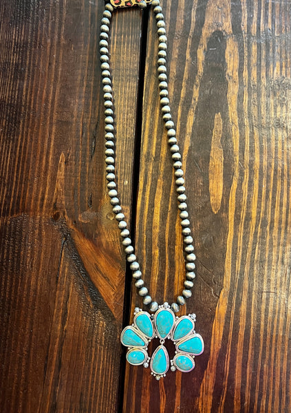 SANTA FE PEARL SQUASH BLOSSOM NECKLACE