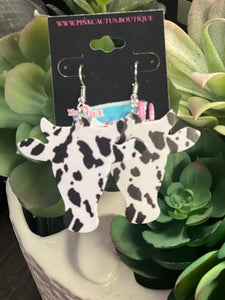 COW HEAD LEOPARD & COW PRINT EARRINGS