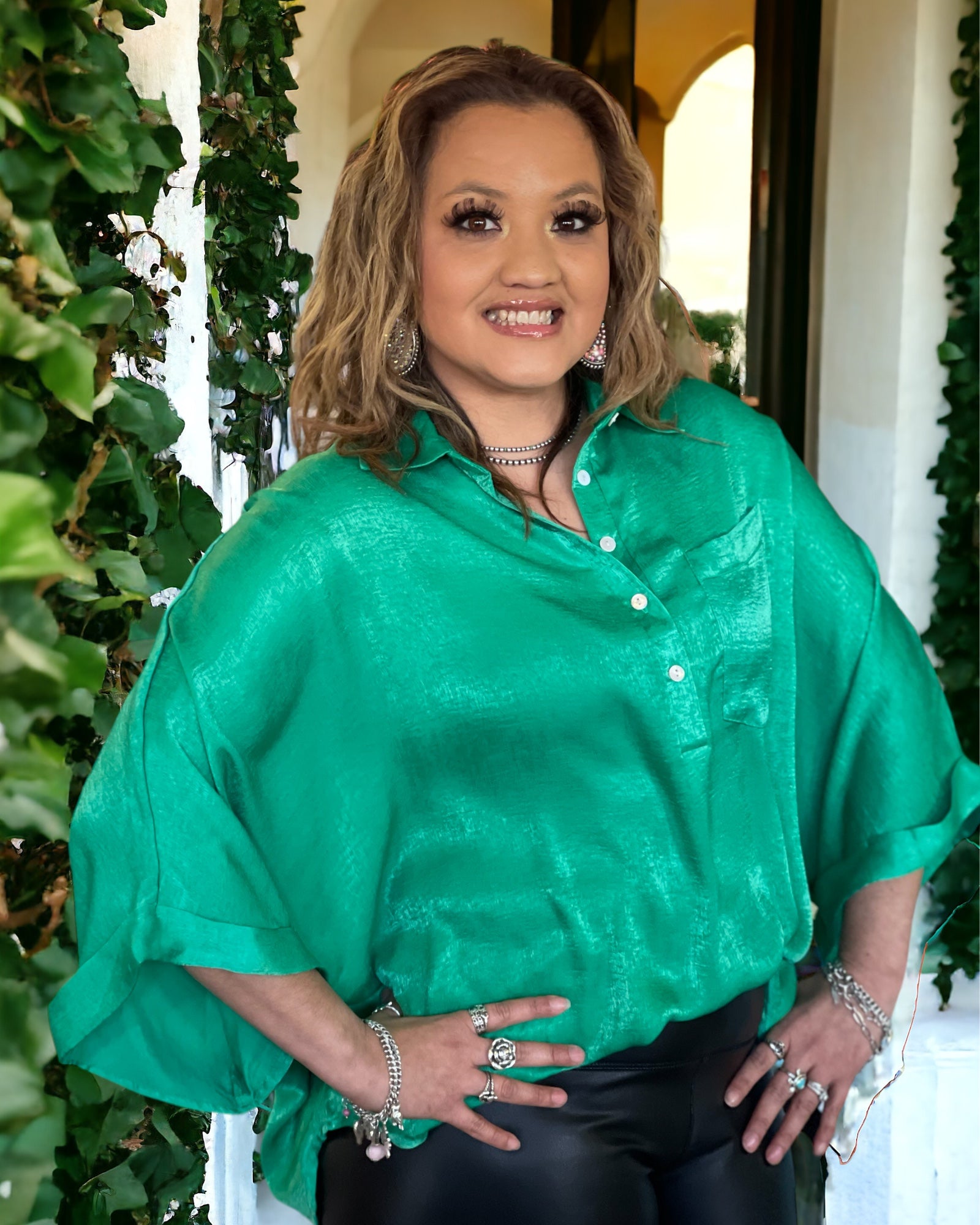 LEAH GREEN OVERSIZED TOP