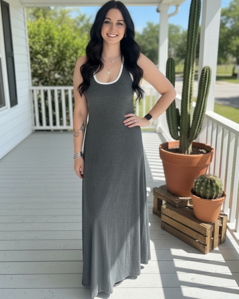 OPEN BACK MAXI GREY