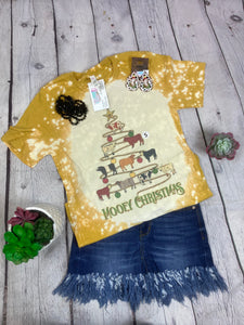 YELLOW BLEACHED COW CHRISTMAS TREE TEE