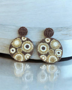 BROWN BEAD SWIRL EARRINGS