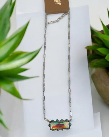 TURQUOISE LINED NECKLACE