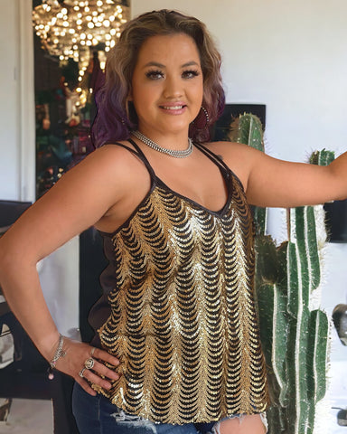 BLACK / GOLD SEQUIN TANK