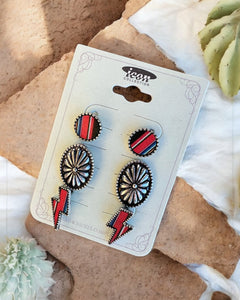 SERAPE BOLT 3 PC EARRINGS