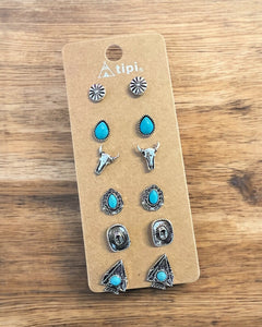 6 PC ARROWHEAD EARRINGS