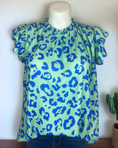 VERA MINT LEOPARD TOP