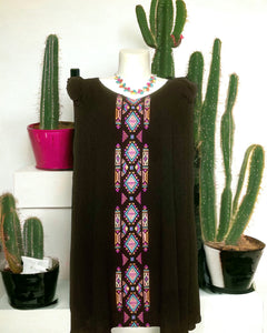 SADIE BLACK EMBROIDERED DRESS