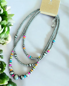 FIESTA NAVAJO 3 STRAND NECKLACE