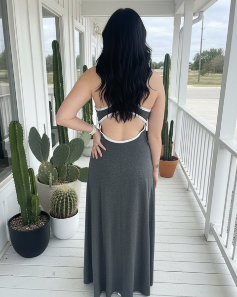 OPEN BACK MAXI GREY