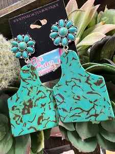 CATTLE TAG TURQUOISE EARRINGS
