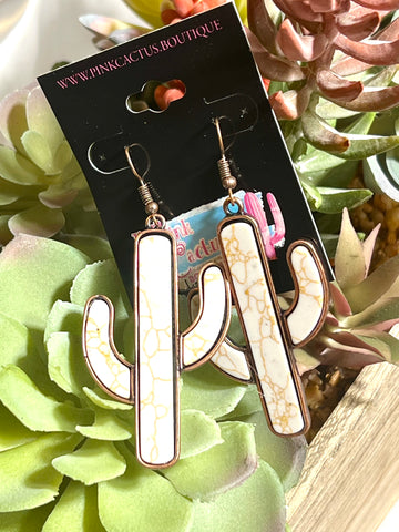 WHITE CACTUS EARRINGS