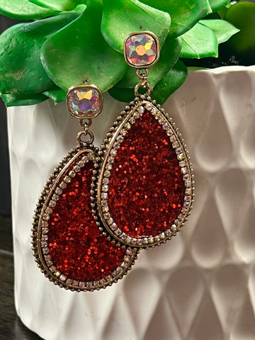 GRACIE RED GLITTER EARRING