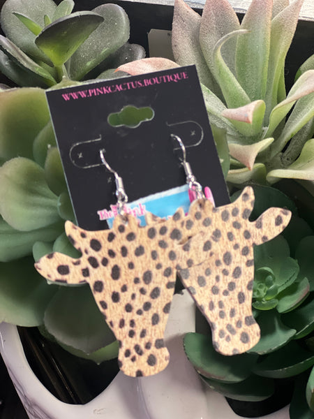 COW HEAD LEOPARD & COW PRINT EARRINGS