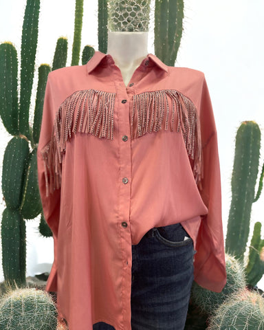 PINK FRINGE TOP