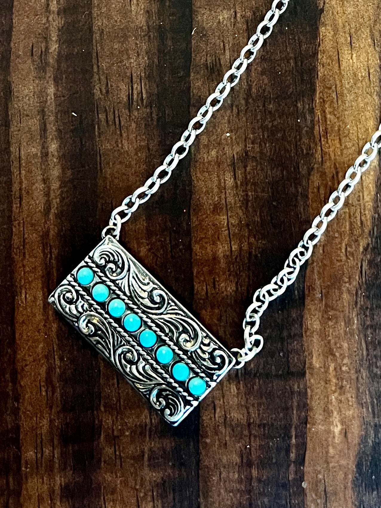 DIANA BAR NECKLACE WITH TURQUOISE