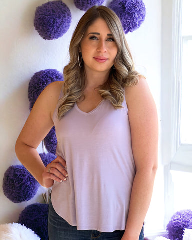 SHANA LAVENDER V NECK TANK