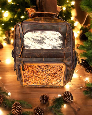 TOOLED LEATHER BACKPACK
