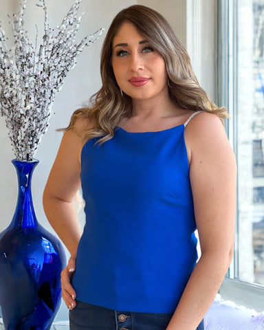 LEAH ROYAL BLUE RHINESTONE TOP