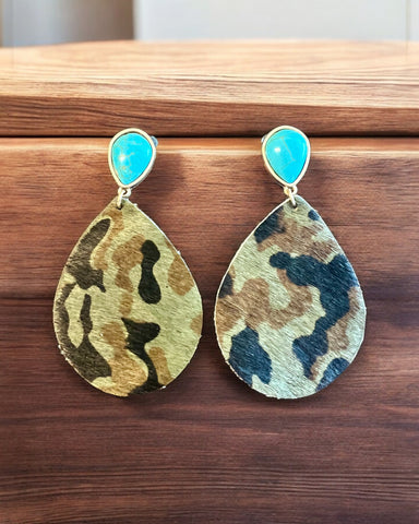 CAMO TEARDROP EARRINGS