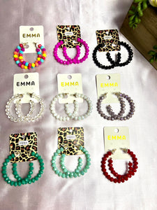 COLOR BEAD HOOP EARRINGS