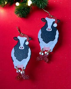 SANTA COW EARRINGS