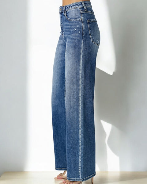 RISEN MEDIUM WASH WIDE LEG JEAN