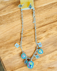 TURQUOISE CHARM NECKLACE SET WITH EARRINGS