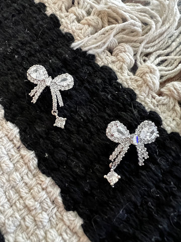 RHINESTONE BOW EARRINGS