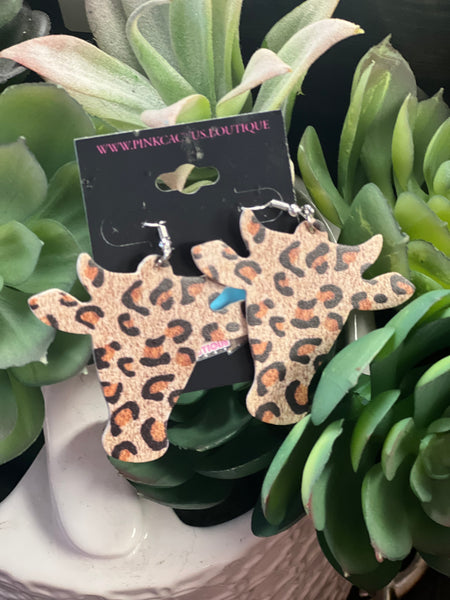 COW HEAD LEOPARD & COW PRINT EARRINGS