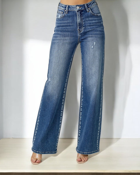 RISEN MEDIUM WASH WIDE LEG JEAN