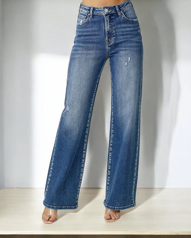 RISEN MEDIUM WASH WIDE LEG JEAN