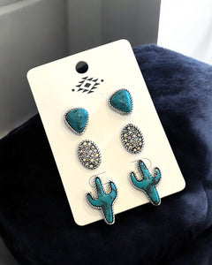 MIA 3 PC CACTUS EARRINGS