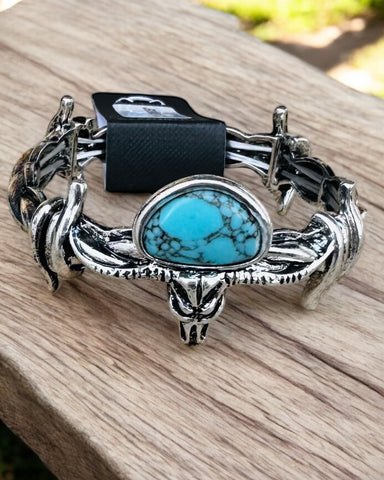 LONGHORN WITH TURQUOISE STONE BRACELET
