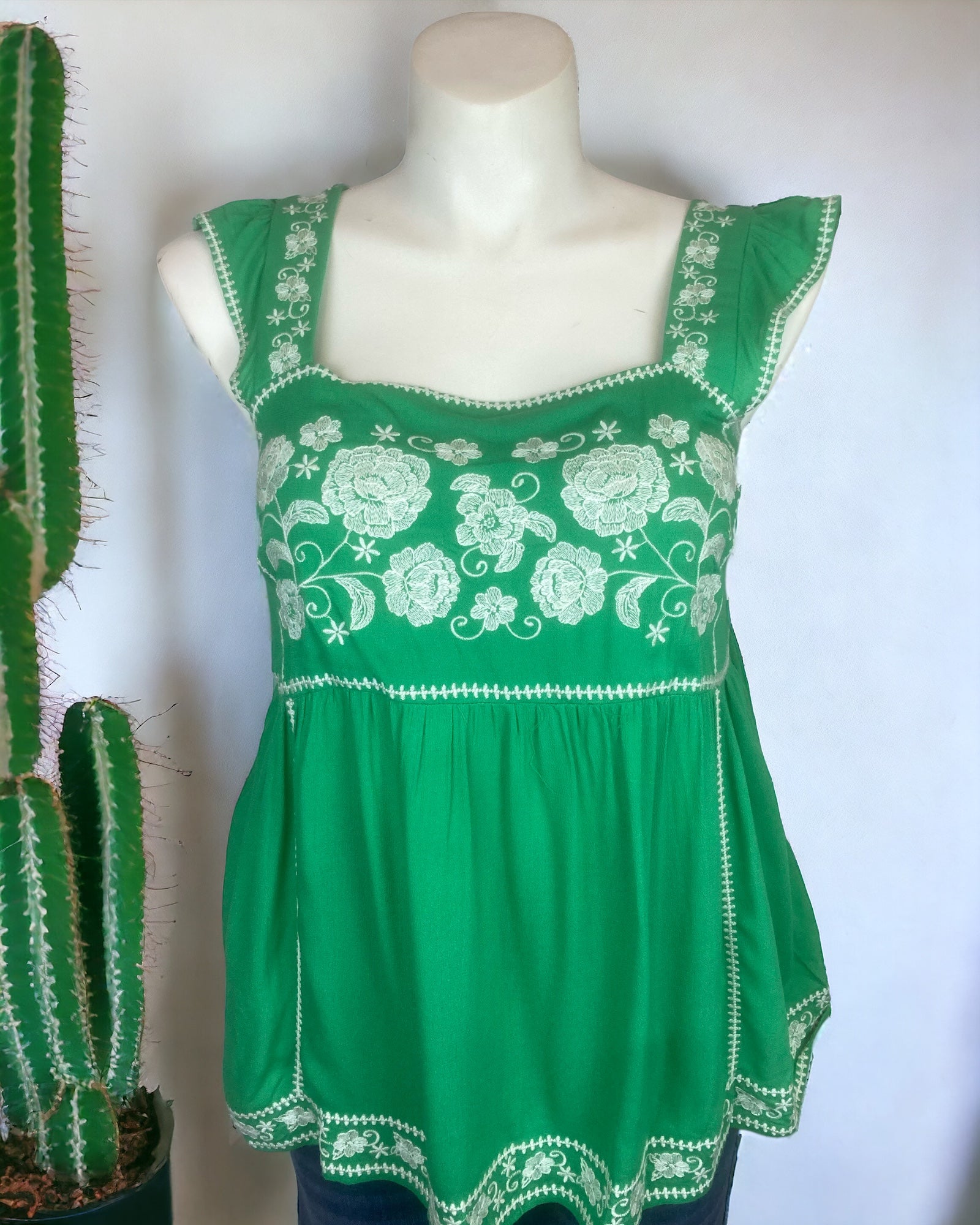 GRADY GREEN EMBROIDERED TOP