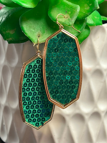 GREEN SEQUIN EARRINGS