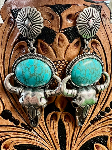 LONGHORN TURQUOISE EARRINGS