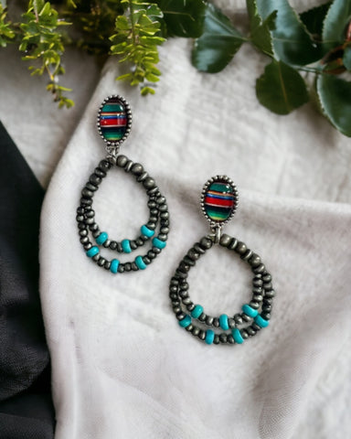 SERAPE NAVAJO PEARL EARRINGS