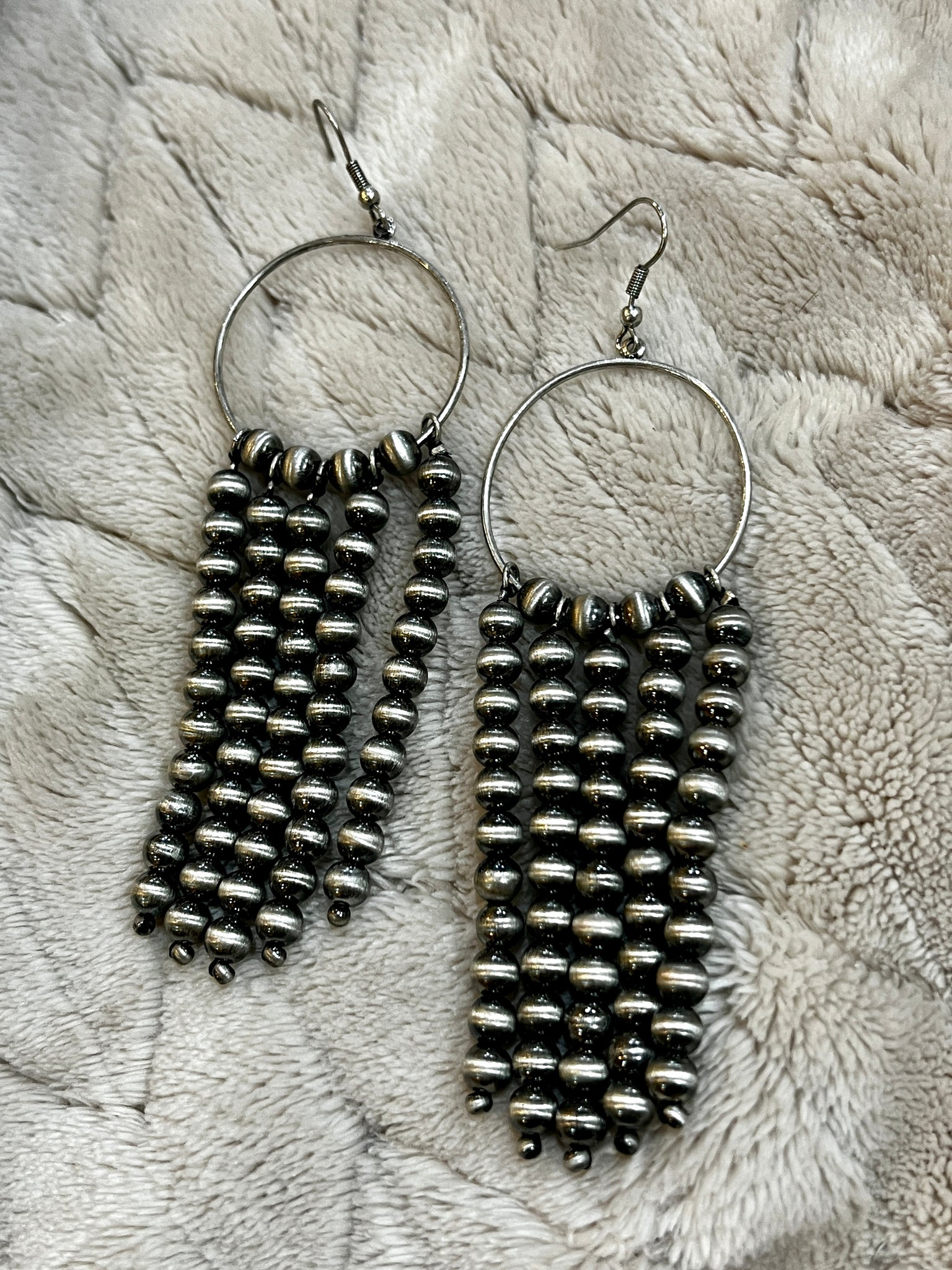 SILVER SHAG EARRINGS