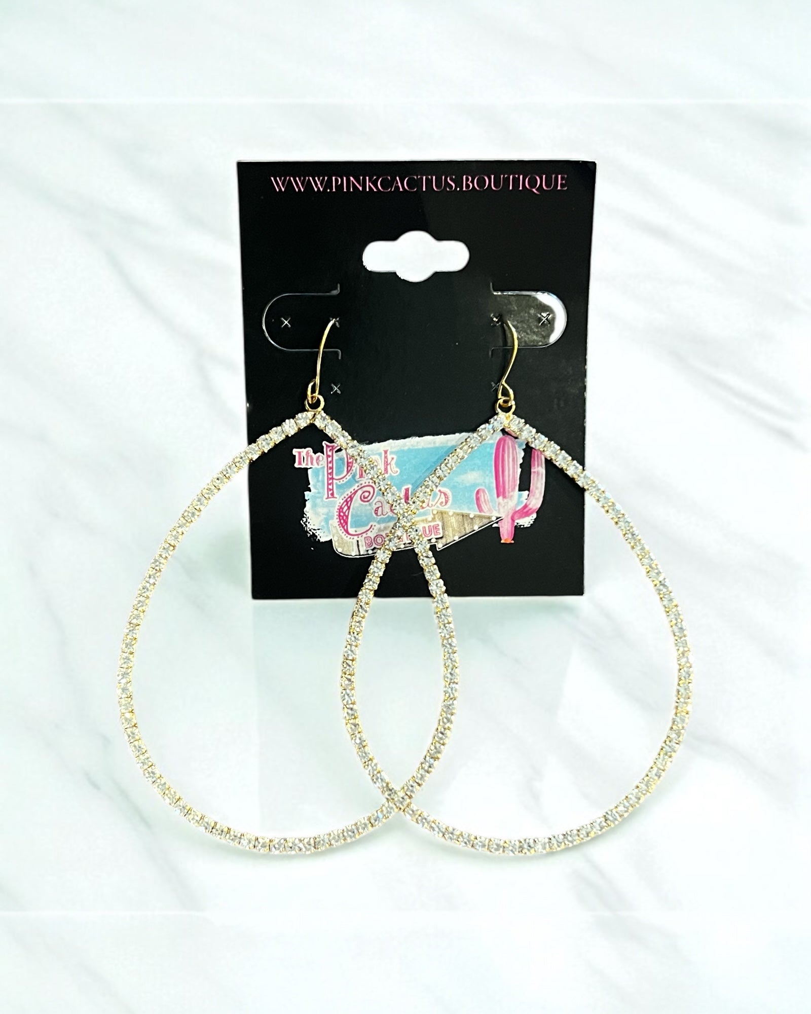 GOLD TEARDROP RHINESTONE EARRINGS