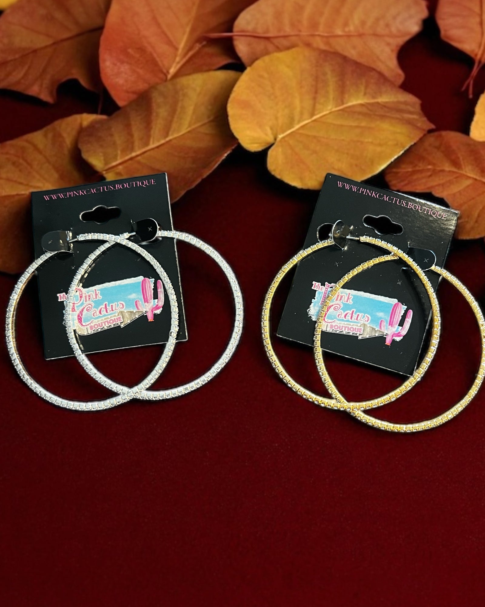 RHINESTONE HOOP EARRINGS