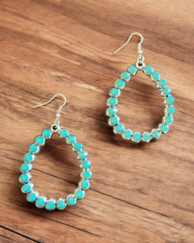 TURQUOISE STONE SHOWRING EARRINGS