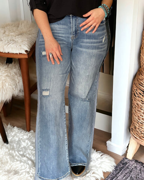 RISEN VINTAGE WAIST WIDE LEG JEAN