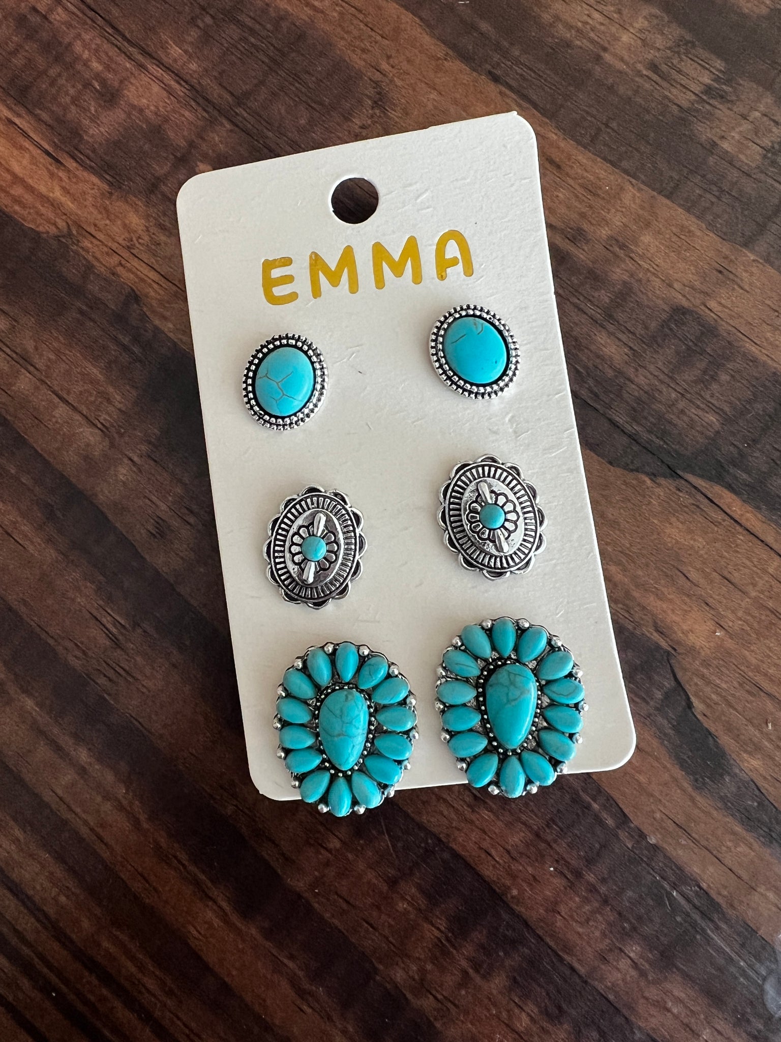 RACHEL 3 PC TURQUOISE EARRINGS