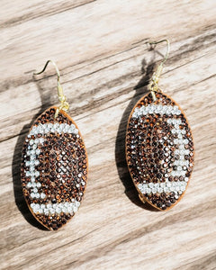 RHINESTONE FOOTBALL EARRING