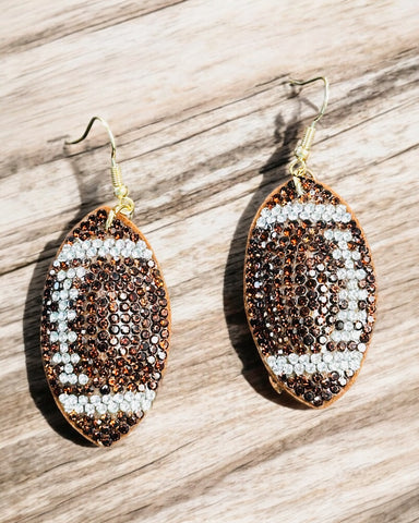 RHINESTONE FOOTBALL EARRING