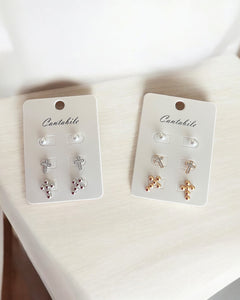 3 PC CROSS EARRINGS