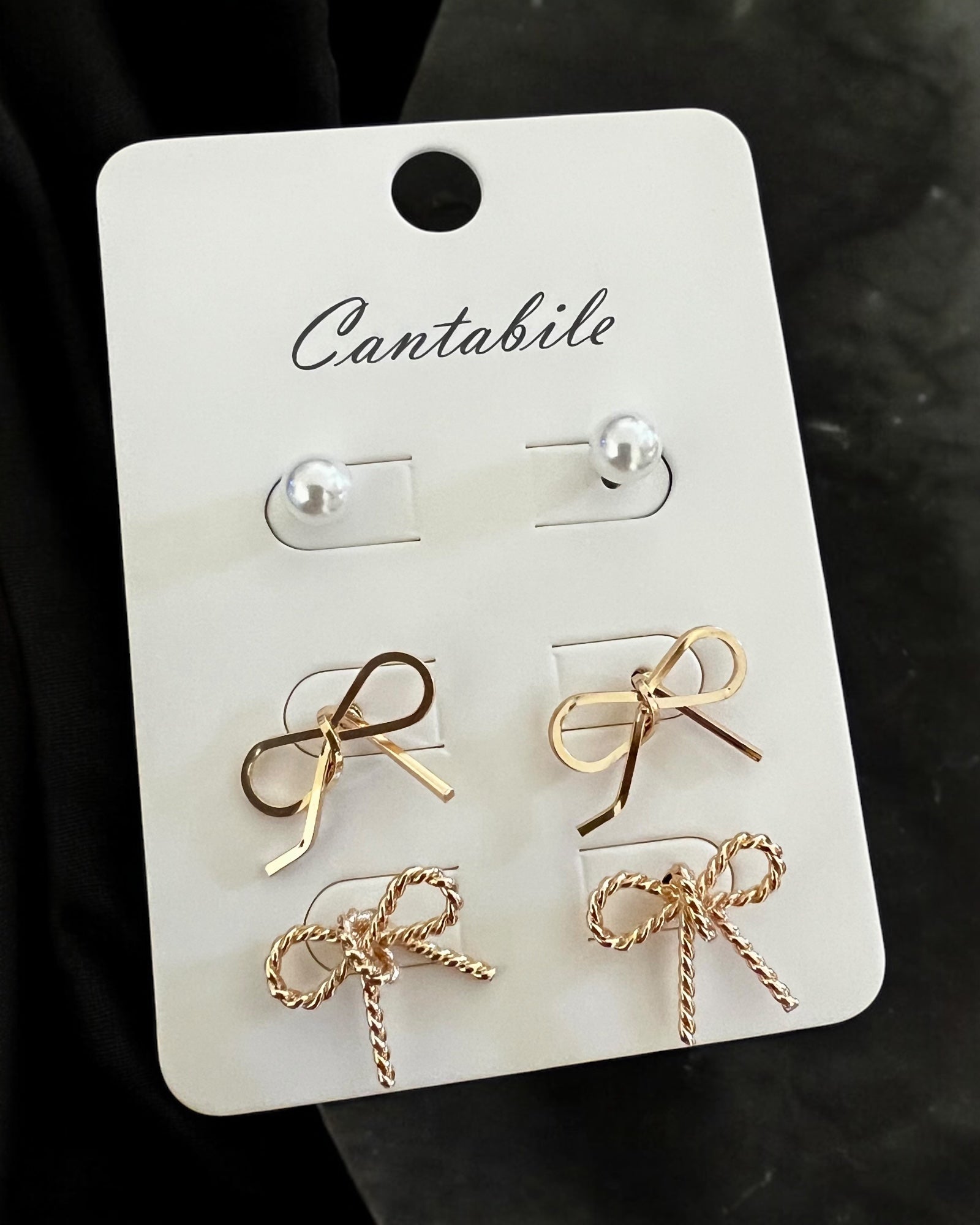 BOW 3 PC EARRINGS