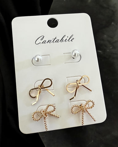 BOW 3 PC EARRINGS